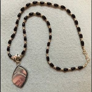 NEW Porcelain Jasper Black Onyx Bead Necklace